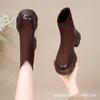 1371-Botas de Solado Grosso de Outono e Inverno, Botinhas Curtas Fashion, Botas Casuais Versáteis, Botas de Couro Macio, Estilo Britânico
