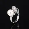 Nuevo Anillo de Perla Huabi Jewelry 2024 Base de Cobre Chapado en Oro Cristales Swarovski Estilo Canguro Completo Lujo Ligero
