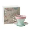 Taza de Café con Patrón de Flujo y Esmalte de Cristal, Taza Personal de Agua de Cerámica Horneada en Horno, Taza, Juego de Taza y Platillo para el Té de la Tarde en la Oficina