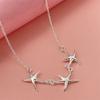 Collar de tres estrellas de mar de 46 cm chapado en plata 925 de gran venta transfronteriza entre Europa y Estados Unidos, disponible en stock.