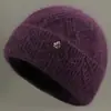 Chapéu de Lã Quente de Inverno com Pelo de Visão para Mulheres de Meia-Idade e Idosas, à Prova de Vento, Forrado com Fleece, Proteção para Orelhas, Chapéu de Tricô Pulôver de Vovó