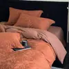 Juego de cuatro piezas estilo vintage de lujo ligero 100% algodón, funda nórdica de algodón puro cepillado, sábana bajera de jacquard, juego de ropa de cama con funda nórdica y sábana bajera