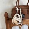 Pingente de Bolsa ~ Bolsa Trançada para Fone de Ouvido Bluetooth Estampa Leopardo Preto Pendurável Estilo Miu Cordão de Vento Chaveiro Moderno