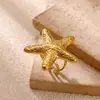 Brincos Cheinhos de Estrela do Mar para Mulheres, Moda Praia Oceano Cruzada Europeia e Americana Estilo Casual Brincos de Concha Estrela para Mulheres
