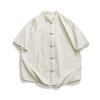 Primavera y verano 2024 nuevo estilo chino desgastado lavado cuello mao hanfu estilo chino camisa retro moderna de media manga al por mayor