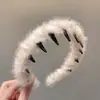 Outono e inverno pele leopardo impressão cabelo hoop feminino pelúcia dentada antiderrapante rosto lavagem cabelo cartão faixa de cabeça headwear