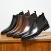 Zapatos Aofu 4039 Botines Chelsea para Hombre Manga Británica Botas de Cuero Retro Hechas a Mano Botas Británicas Martin Caña Alta Corta