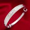 Pulsera de cuentas de dragón y fénix para mujer, plana, tipo push-pull, pulsera de borde ancho plateada en cobre para mujer, pulsera de estilo de moda