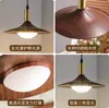 Luminária Pendente de Restaurante Estilo Vintage com Três Lâmpadas Ufo na Cor Nogueira, Luminária Japonesa Wabi-Sabi para Bar e Mesa de Jantar