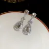 Brincos de Franja Gota d'Água com Diamantes Incrustados Agulha de Prata Estilo Palácio Nicho Versáteis Brincos de Luxo Leve High-End Atacado