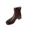 ¡Robo de Zapatos de Chengdu! Nueva Temporada Otoño/Invierno Capa Superior Piel de Vaca Tacón Grueso de 6.5cm Estilo Británico Botas Martin