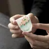 Taza de té de porcelana de jade pintada a mano con loto, taza maestra de juego de té Kung Fu, taza individual de porcelana blanca, taza de té estilo chino