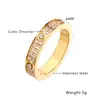 Anillo de Acero Inoxidable Transfronterizo, Anillo de Alta Gama, Moderno, Versátil, Lujo Ligero, Elegante, Anillo Estrellado de Zirconia para Mujer