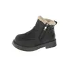 Botas de nieve de invierno para niñas, forradas de felpa, nuevo estilo 2026, cálidas botas de algodón negras para niños, tallas medianas y grandes, zapatos de algodón para niñas