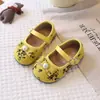 Zapatos Mary Jane estampados estilo chino para niñas, nueva colección primavera/otoño 2026, zapatos pequeños de cuero con lazo de perlas para bebé, bailarinas de princesa