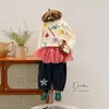 Chaleco para niña de principios de otoño, diseño de dibujos animados para bebés de 2 años, estilo coreano, chaleco de lana tejido para niños de 3-4 años, chaqueta sin mangas para niños