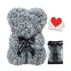 Oso de Rosa Flor Eterna de 25 cm Transfronterizo Regalo para el Día de la Madre San Valentín Oso de Flor de Espuma Caja de Regalo de PVC Venta al por Mayor