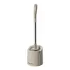 Cepillo para inodoro de mango largo, cepillo de limpieza de baño multifuncional, sin esquinas muertas, uso doméstico, no requiere taladro, montado en la pared con base, cepillo para inodoro