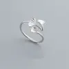 Nuevo anillo de ginkgo para mujer, estilo literario japonés y coreano, pequeño y fresco, anillo abierto para estudiantes, novias, dedo índice, regalo de cumpleaños, venta al por mayor