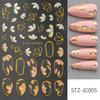 Pegatinas Transfronterizas Nuevas para Arte de Uñas Ins Frescas Bronceado Hueco Dorado Flor Blanca Pequeña Flor Rosa Pegatinas Adhesivas para Uñas