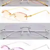 Gafas de Miopía Sin Marco de Titanio Puro para Mujeres con Caras Grandes o Pequeñas, Lentes con Borde Cortado en Diamante, Luz Antiazul, Gafas de Prescripción