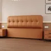 Cabecero Moderno de Nuevo Estilo Minimalista de Madera Maciza Color Crema Integrado de Lujo Ligero de Pie con Respaldo de Cojín Suave, Se Vende por Separado