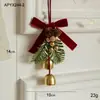 Enfeites de Natal, sinos pequenos, laços de veludo, pinhas de pinheiro de Natal, suprimentos para decoração de cena, pequenos pingentes decorativos