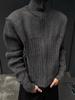 Suéter Cardigan de Punto Casual Holgado Vintage para Hombre Otoño/Invierno con Cuello Alto y Hombros Normales