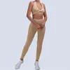 Conjunto Deportivo de Dos Piezas con Bloques de Color y Diseño Cruzado Europeo y Americano, Conjunto de Ropa para Yoga y Fitness, Pantalones Largos, Artículo Popular de Comercio Exterior