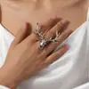 Moda Europeia e Americana Elementos Retrô Natal Rena Corrente Falsa para Clavícula Brinco de Rena Colar Anel Acessórios