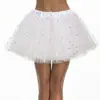 Saia Tutu Adulto em Estoque com 4 Camadas de Tule, Inclui Forro, Lantejoulas de Estrela, Saia de Tule de Comprimento Médio, Saia Bufante, Saia de Performance de Palco
