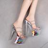 Sandalias de Tacón Alto Hentian Europeas y Americanas 20 cm Zapatos de Cristal para Mujer Tacones Finos de Sauce Zapatos Romanos Aliexpress Comercio Exterior Talla Grande Tacones Altos