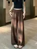 Pantalones de bolsillos tipo máscara de punto fino para principios de otoño hechos a medida, holgados y cómodos, de cintura alta, adelgazantes, casuales, corte regular, pantalones simples de pierna ancha