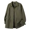 2025 Nuevo Otoño Retro Japonés Ropa de Trabajo Camisa para Hombre Versátil Suelta Casual Color Sólido Camisa Americana Trendy