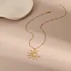 Diseño Transfronterizo Europeo y Americano Colgante de Girasol Ins Cadena de Clavícula de Acero Inoxidable Chapado en Oro de 18K Joyería al por Mayor