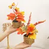 Planta en Maceta Tejida de Hierba de Hoja de Arce Artificial para Festival de la Cosecha de Otoño Decoración de Escritorio para el Hogar Adorno de Escena para Festival Floral