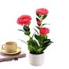 Popular Transfronterizo Camelia de Cuatro Cabezas Planta Artificial en Maceta Decoración para el Hogar Verdor Artificial Flores Falsas Adornos de Interior para Fiesta de Bodas