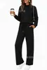 Comercio exterior europeo y americano, ropa de mujer transfronteriza, bestseller de Amazon, primavera y otoño, cuello semi-alto, conjunto de pantalones casuales de manga larga con raya en el pecho