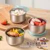 Caixa de Aço Inoxidável com Tampa, Pote para Conservar Fresco, Caixa de Armazenamento de Alimentos, Caixa Selada para Conservar Frutas Frescas, Caixa de Armazenamento para Geladeira, Conservação Fresca Selada