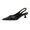 Zapatos de Tacón Alto de Gatito con Punta y Hebilla Estilo Francés para Mujer, Sandalias de Punta Cerrada, Nuevos Zapatos Elegantes Individuales Negros Primavera/Verano 2026