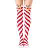 Meias de Boneco Rena de Natal Europeias e Americanas para Mulheres Meias Listradas Acima do Joelho Decoração de Festa de Natal Festival Meias Quentes