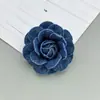 Materiales para accesorios para el cabello hechos a mano estilo coreano camelia de mezclilla semiacabada flores DIY flores de rosa materiales para funda de teléfono