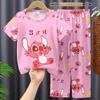Pijama de Verano para Niños de Tailandia, Camiseta de Manga Corta y Pantalones Cortos, Delgado, Infantil, Nuevo 2025, Ropa de Casa para Niños, Traje para Niños Medianos y Grandes