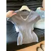 Nuevo Top de Punto de Encaje con Cuello en V Estilo Puro Deseo Verano 2026, Capa Interior de Verano Única y Hermosa, Impresionante Top de Chica Caliente