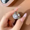 Tiktok Live Nueva Venta Caliente Anillo de Lujo con Diamantes Simulados de Moissanita de 3 Quilates