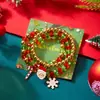 Conjunto de Pulseras con Atmósfera Navideña Transfronteriza Europea y Americana Papá Noel Copo de Nieve Bastón de Caramelo Combinación de Cuentas de Colores Festival Qixi