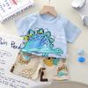 Nuevo Traje de Manga Corta para Niños, Pantalones Cortos de Algodón Puro de Verano para Niños, Ropa de Camiseta de Exportación para Niñas, Conjunto de Dos Piezas de Ropa para Niños