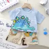 Nuevo Conjunto de Manga Corta para Niños Niños Algodón Puro Shorts de Verano Comercio Exterior Camiseta para Niñas Ropa para Niños Conjunto de Dos Piezas