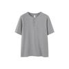 Camiseta Henley Masculina Jie Zhan Algodão Puro Pesado Gola Henley Primavera/Verão 2026 250g Casual Americano Gola Redonda Camiseta Base