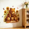 Adesivos de Parede de Urso de Desenho Animado e Girassol Transfronteiriços para Sala de Estar e Quarto Decoração de Casa, Adesivos de Parede de Decoração de Fundo Atacado, Personalizável
